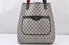 Authentic GUCCI Sherry Line Shoulder Tote Bag GG PVC Leather Navy Blue 0946G