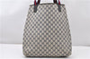 Authentic GUCCI Sherry Line Shoulder Tote Bag GG PVC Leather Navy Blue 0946G