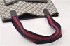 Authentic GUCCI Sherry Line Shoulder Tote Bag GG PVC Leather Navy Blue 0946G