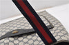 Authentic GUCCI Sherry Line Shoulder Tote Bag GG PVC Leather Navy Blue 0946G