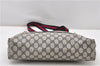 Authentic GUCCI Sherry Line Shoulder Tote Bag GG PVC Leather Navy Blue 0946G