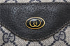 Authentic GUCCI Sherry Line Shoulder Tote Bag GG PVC Leather Navy Blue 0946G