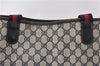 Authentic GUCCI Sherry Line Shoulder Tote Bag GG PVC Leather Navy Blue 0946G