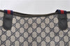 Authentic GUCCI Sherry Line Shoulder Tote Bag GG PVC Leather Navy Blue 0946G