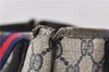 Authentic GUCCI Sherry Line Shoulder Tote Bag GG PVC Leather Navy Blue 0946G