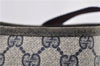 Authentic GUCCI Sherry Line Shoulder Tote Bag GG PVC Leather Navy Blue 0946G