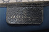 Authentic GUCCI Sherry Line Shoulder Tote Bag GG PVC Leather Navy Blue 0946G