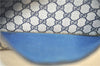 Authentic GUCCI Sherry Line Shoulder Tote Bag GG PVC Leather Navy Blue 0946G