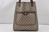 Authentic GUCCI Web Sherry Line Shoulder Tote Bag GG PVC Leather Brown 0947G