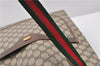 Authentic GUCCI Web Sherry Line Shoulder Tote Bag GG PVC Leather Brown 0947G
