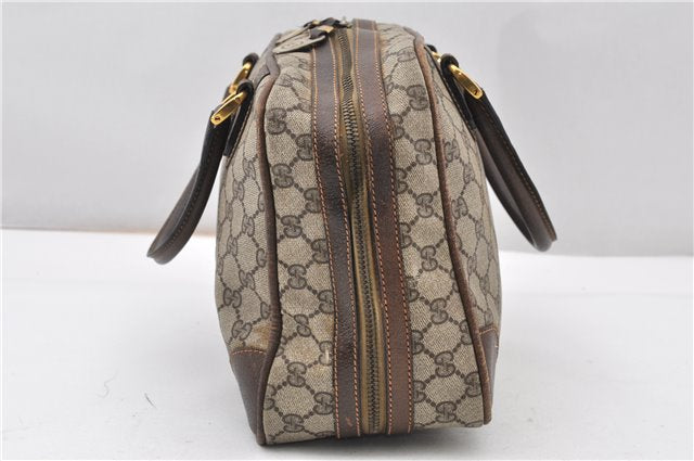 Authentic GUCCI Vintage Hand Boston Bag GG PVC Leather Brown Junk 0948G