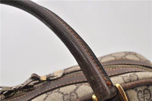 Authentic GUCCI Vintage Hand Boston Bag GG PVC Leather Brown Junk 0948G