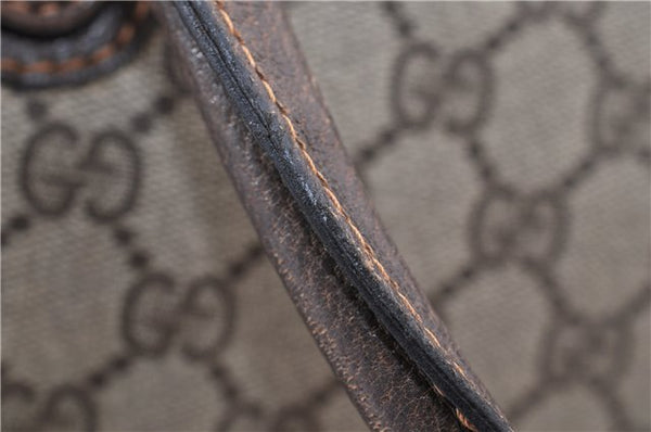 Authentic GUCCI Vintage Hand Boston Bag GG PVC Leather Brown Junk 0948G