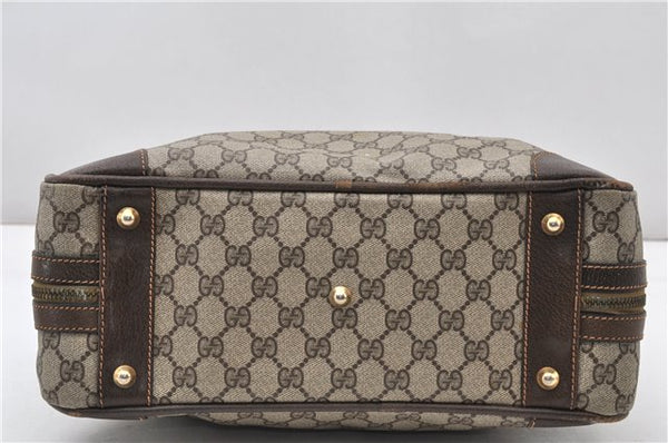 Authentic GUCCI Vintage Hand Boston Bag GG PVC Leather Brown Junk 0948G