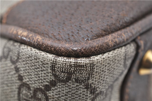 Authentic GUCCI Vintage Hand Boston Bag GG PVC Leather Brown Junk 0948G