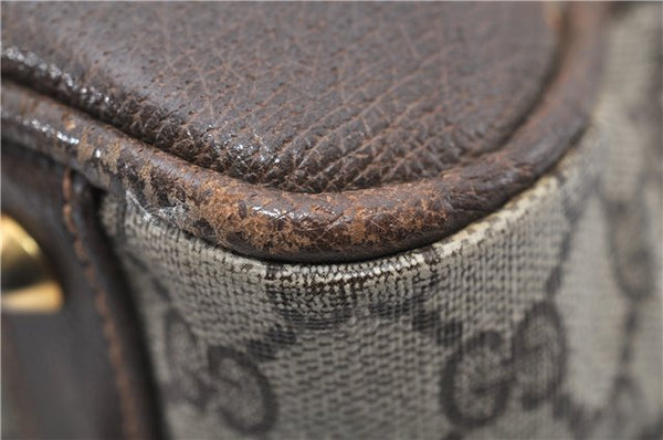 Authentic GUCCI Vintage Hand Boston Bag GG PVC Leather Brown Junk 0948G