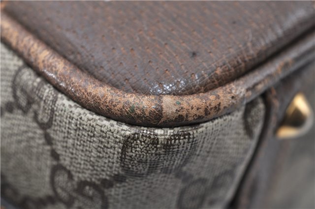 Authentic GUCCI Vintage Hand Boston Bag GG PVC Leather Brown Junk 0948G