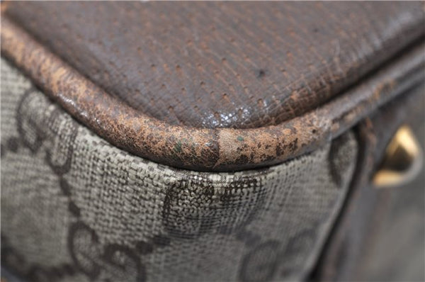 Authentic GUCCI Vintage Hand Boston Bag GG PVC Leather Brown Junk 0948G