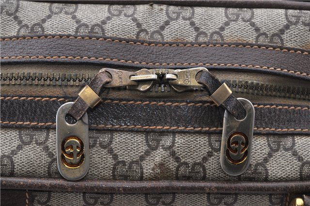 Authentic GUCCI Vintage Hand Boston Bag GG PVC Leather Brown Junk 0948G