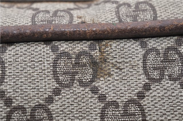 Authentic GUCCI Vintage Hand Boston Bag GG PVC Leather Brown Junk 0948G