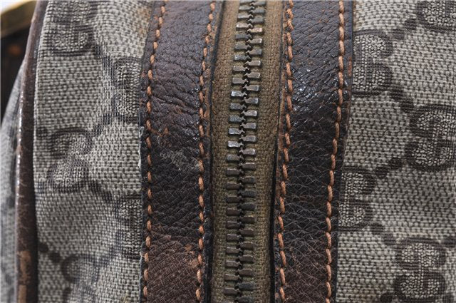 Authentic GUCCI Vintage Hand Boston Bag GG PVC Leather Brown Junk 0948G