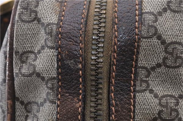 Authentic GUCCI Vintage Hand Boston Bag GG PVC Leather Brown Junk 0948G