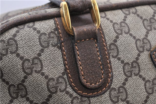 Authentic GUCCI Vintage Hand Boston Bag GG PVC Leather Brown Junk 0948G