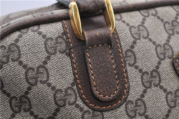 Authentic GUCCI Vintage Hand Boston Bag GG PVC Leather Brown Junk 0948G