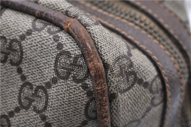 Authentic GUCCI Vintage Hand Boston Bag GG PVC Leather Brown Junk 0948G
