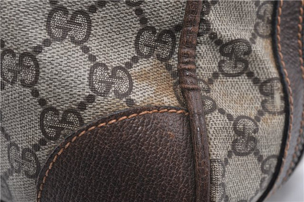 Authentic GUCCI Vintage Hand Boston Bag GG PVC Leather Brown Junk 0948G