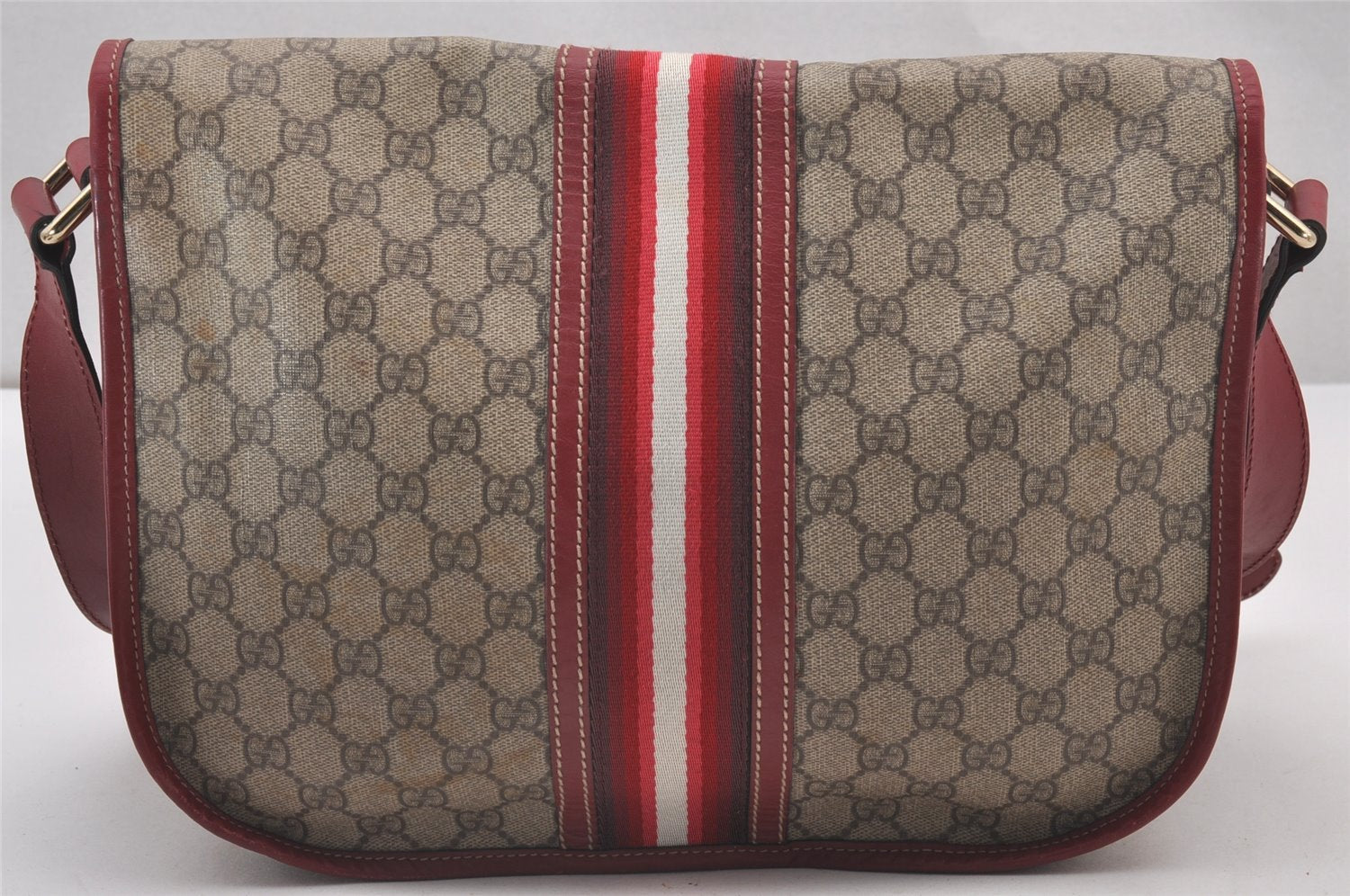 Authentic GUCCI Shoulder Cross Body Bag GG PVC Leather 201732 Brown 0948I