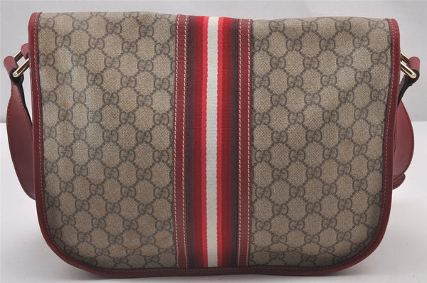 Authentic GUCCI Shoulder Cross Body Bag GG PVC Leather 201732 Brown 0948I