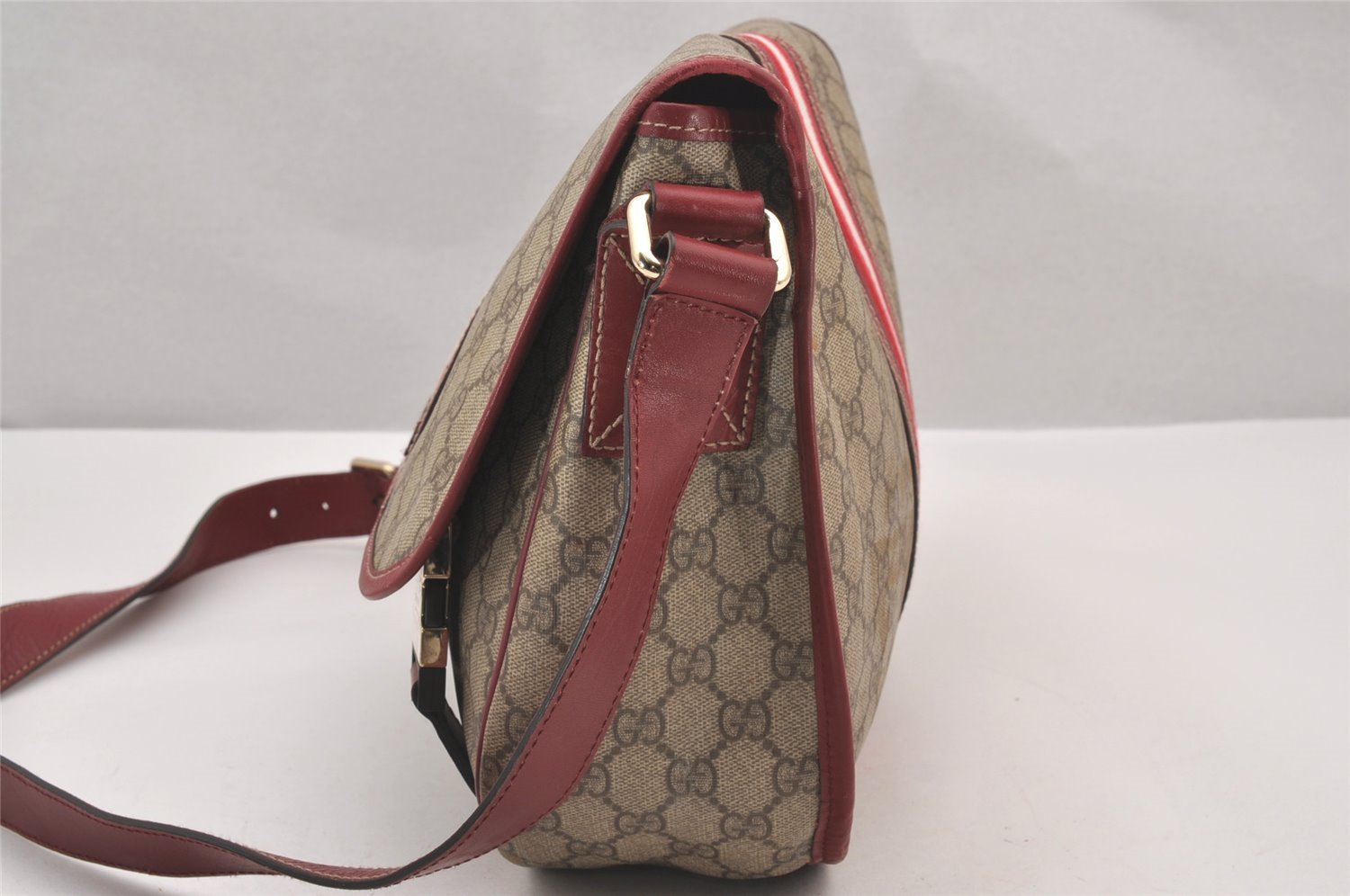 Authentic GUCCI Shoulder Cross Body Bag GG PVC Leather 201732 Brown 0948I