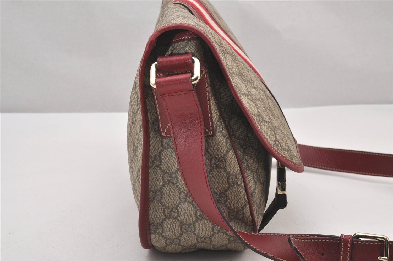 Authentic GUCCI Shoulder Cross Body Bag GG PVC Leather 201732 Brown 0948I