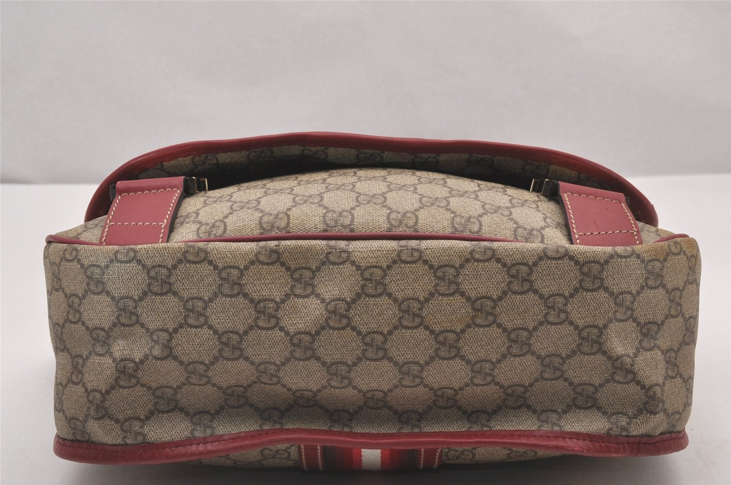 Authentic GUCCI Shoulder Cross Body Bag GG PVC Leather 201732 Brown 0948I