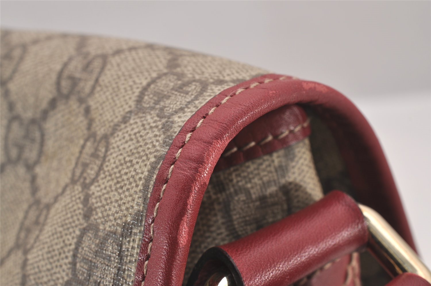 Authentic GUCCI Shoulder Cross Body Bag GG PVC Leather 201732 Brown 0948I