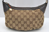 Auth GUCCI Web Sherry Line Hand Bag Pouch GG Canvas Leather 224093 Brown 0949H