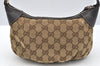 Auth GUCCI Web Sherry Line Hand Bag Pouch GG Canvas Leather 224093 Brown 0949H