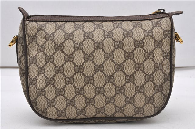 Auth GUCCI Web Sherry Line Shoulder Clutch Bag GG PVC Leather Brown Junk 0951G