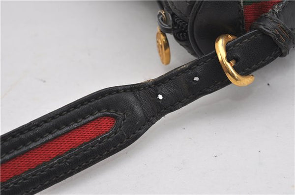 Authentic GUCCI Web Sherry Line Shoulder Cross Body Bag Leather Black 0953G