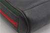 Authentic GUCCI Web Sherry Line Shoulder Cross Body Bag Leather Black 0953G
