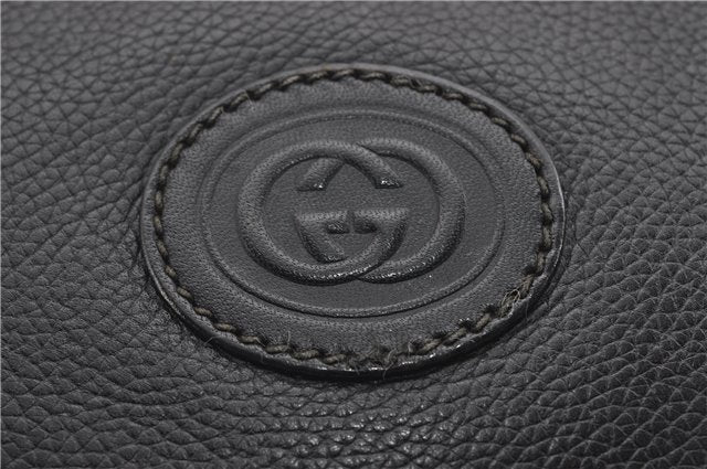 Authentic GUCCI Web Sherry Line Shoulder Cross Body Bag Leather Black 0953G