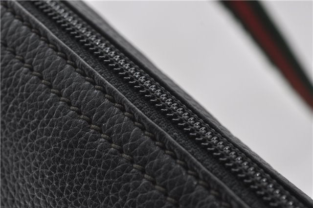 Authentic GUCCI Web Sherry Line Shoulder Cross Body Bag Leather Black 0953G