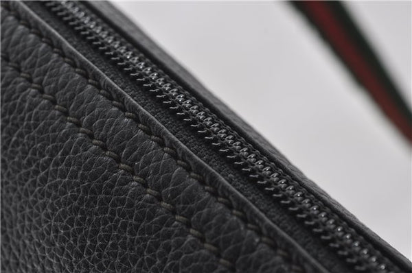 Authentic GUCCI Web Sherry Line Shoulder Cross Body Bag Leather Black 0953G