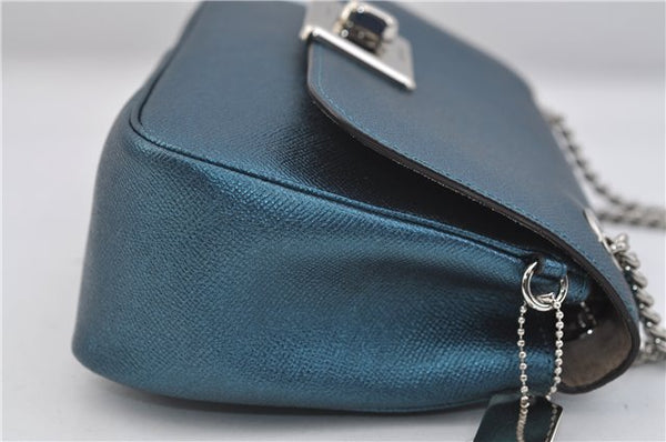 Authentic COACH Vintage Chain Shoulder Hand Bag Purse Leather F38073 Blue 0955F