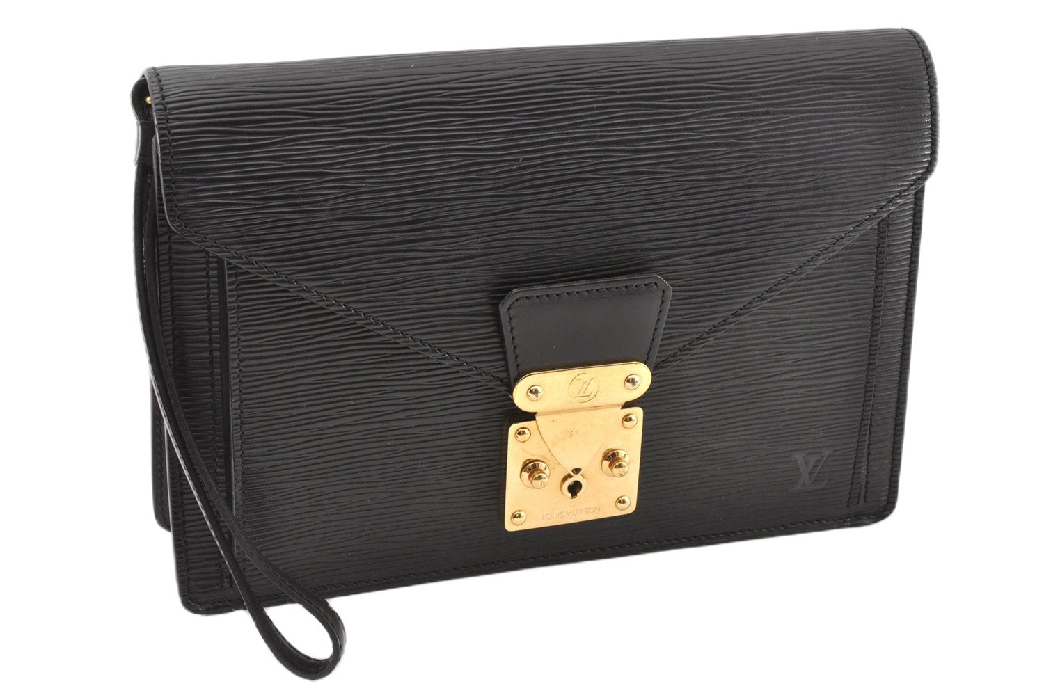Authentic Louis Vuitton Epi Sellier Dragonne Clutch Bag Black M52612 LV 0958G