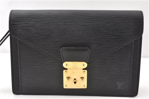 Authentic Louis Vuitton Epi Sellier Dragonne Clutch Bag Black M52612 LV 0958G