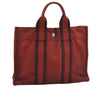 Authentic HERMES Fourre Tout PM Hand Tote Bag Canvas Wine Red 0960G