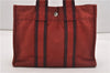 Authentic HERMES Fourre Tout PM Hand Tote Bag Canvas Wine Red 0960G