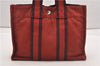 Authentic HERMES Fourre Tout PM Hand Tote Bag Canvas Wine Red 0960G